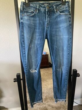 Silver Jeans Skinny Distressed Blue Denim